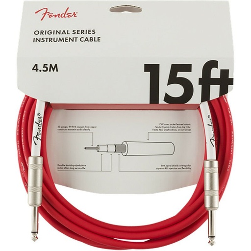 [885978040957] Fender Original Series Instrument Cable 15' Fiesta Red