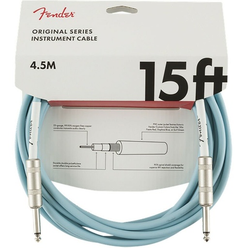 [885978040940] Fender Original Series Instrument Cable 15' Daphne Blue